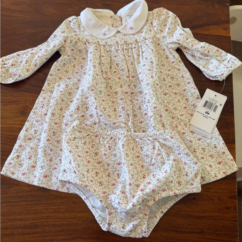Ralph Lauren Cream and Pink Baby Dress